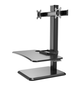 Supports V-mount ergonomiques autoportants réglables pour deux moniteurs avec porte-gobelet, inclinaison à 90°, 5 kg par écran, <span class=keywords><strong>VESA</strong></span> 75x75/100x100, en stock - Product Image 3