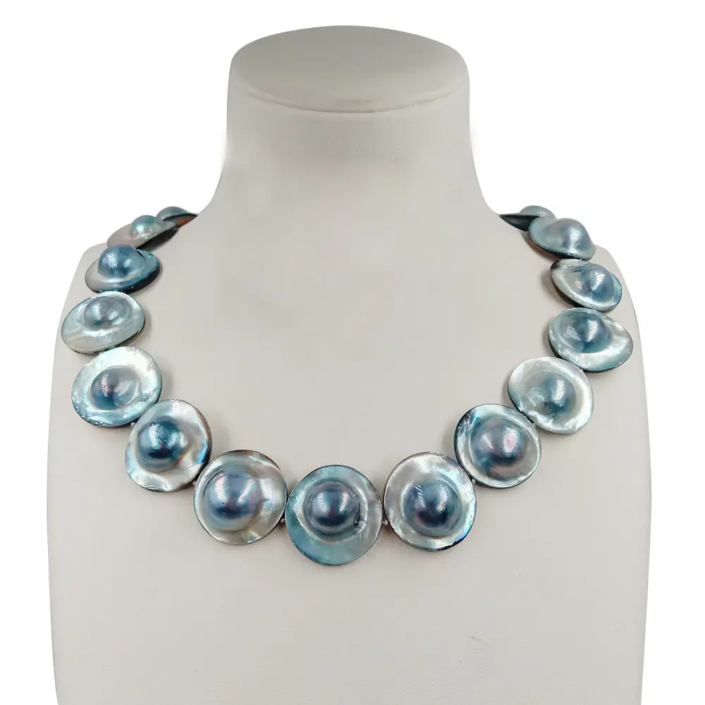 50 cm großen HUT FORM BAROCK MABE perle halskette mit nizza 925 SILBER VERSCHLUSS für frauen, verknotet perlen