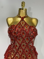 Robe de soirée moulante sexy à col halter sans manches, longueur mini, pour célébrer un anniversaire, séance photo en maille