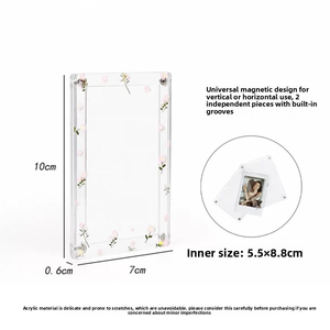 Nouveau design, support <span class=keywords><strong>photo</strong></span> <span class=keywords><strong>Instax</strong></span> magnétique transparent en acrylique de 3 pouces, motif mignon imprimé, écologique, décoratif - Product Image 4