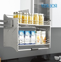 ROEASY DNJ900 Acessórios de Cozinha: Cesto Elevatório de Madeira Maciça para Armários de Parede Modernos
