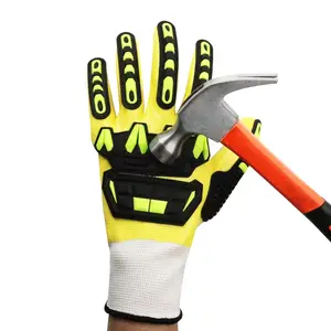 SONICE Men's Nitrile Smooth Oilfield TPR Safety Working Cut Resistant HPPE Mechanical Anti Impact Gloves