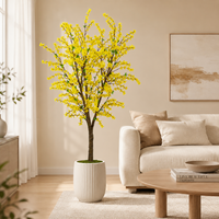 Bunga Sutra Kuning Forsythia Buatan Hiper-Realistis Grosir, Tahan UV/Anti Api, Ramah Lingkungan, Tahan Lama, Kustom untuk Pernikahan