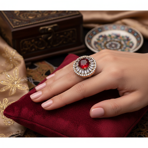 Ottoman Design <b>Garnet</b> Gemstone Wholesale Handcrafted Authentic <b>Silver</b> <b>Ring</b> Trendy Women Fashion <b>Silver</b> Jewelry - Product Image 3