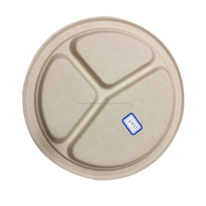 Platos desechables ecológicos 100% compostables de fibra de bambú redonda de 9 pulgadas para picnics, barbacoas y fiestas - Product Image 1