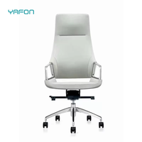 Chaise de bureau ergonomique pour les gestionnaires de boss Chaise élévatrice exécutive en cuir PU blanc à dossier haut avec tissu en aluminium Mesh Home Office