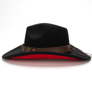 Sombreros de Vaquero Unisex de Lujo al por Mayor, Lana Australiana Negra, Estilo Vaquero Occidental para Fiestas al Aire Libre de Invierno, Sombrero de Copa - Product Image 3