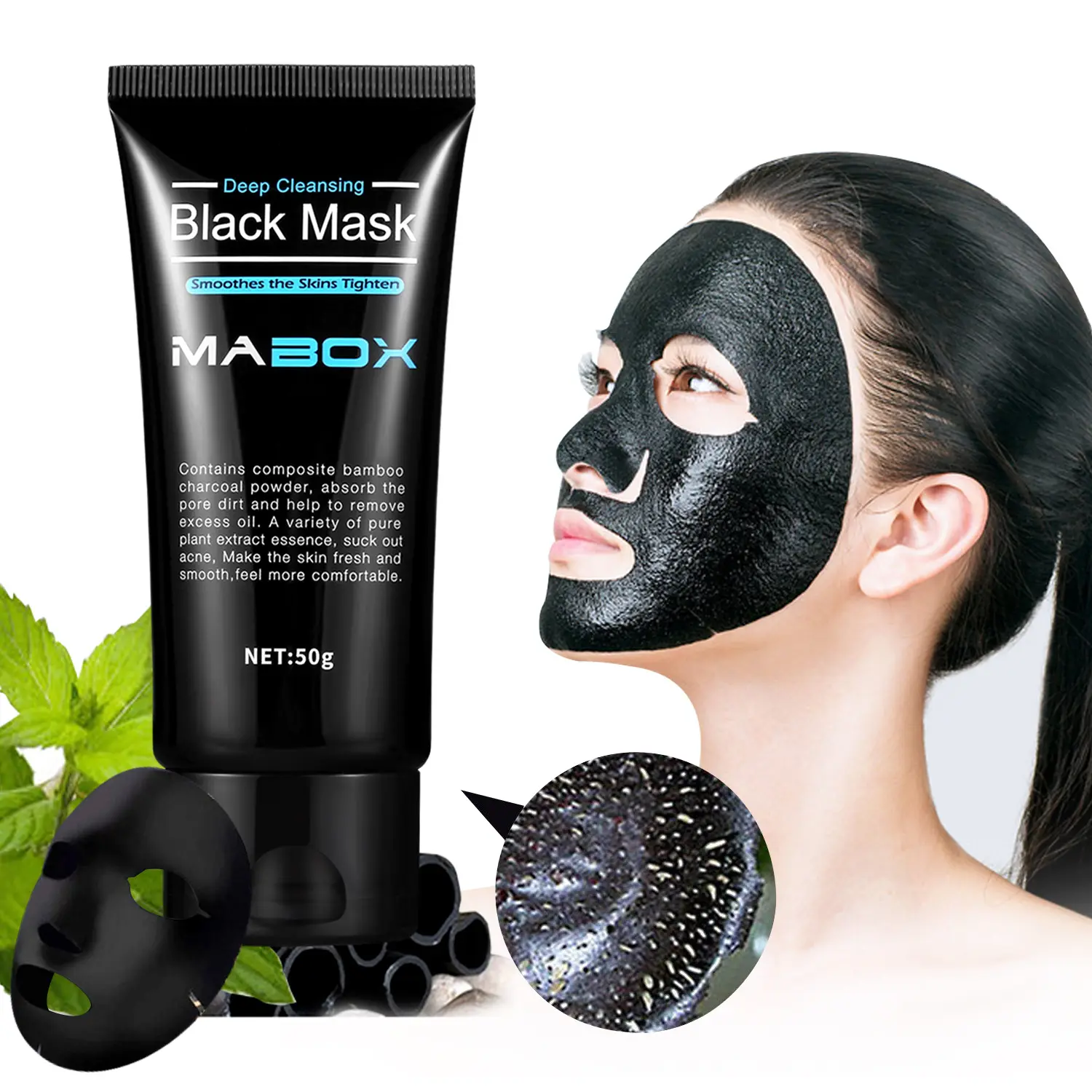 Mabox siyah maske soyulabilir bambu kömür arındırıcı siyah nokta Remover maske derin temizlik akne izleri leke yüz maskesi