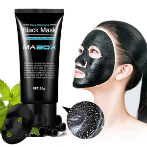 Mabox หน้ากากดำแบบลอกออกได้,หน้ากากกำจัดสิวหัวดำถ่านไม้ไผ่ทำความสะอาดล้ำลึกสำหรับรอยแผลเป็นจากสิวจุดด่างดำ