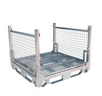 Conteneur de stockage pliable en métal personnalisé Depotfit, en treillis métallique d'acier doux, avec couvercle pliable, empilable, pour cage à animaux de compagnie ou transport de marchandises