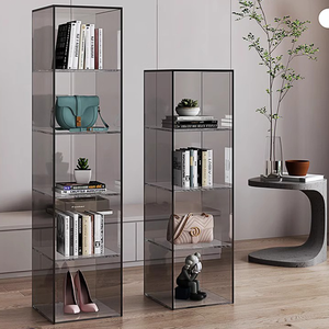 Estantería de Acrílico Personalizada de Lujo Ligero, Librería Roja de Varias Capas, de Piso a Techo, Vitrina Organizadora para Sala de Estar o Dormitorio - Product Image 3