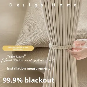 Rideaux occultants noirs dorés 2024, haut de gamme, opaques, luxueux, pare-soleil, couverture complète, fenêtre française, style moderne, 100% polyester - Product Image 1