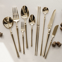 Ensemble de cuillères à dessert spaghetti vintage de luxe français, en acier inoxydable 304, doré titane, jetables pour fêtes