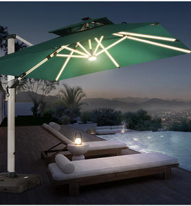 Parapluie d'extérieur 3.0m x 3.0m <span class=keywords><strong>Parasol</strong></span> carré en porte-à-faux avec lumière LED et couvercle-Avec base en marbre/base de réservoir d'eau - Product Image 2