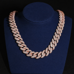 Rose Gold Plated 18MM Miami Cuban Link <b>Chain</b> 925 Silver <b>Iced</b> <b>Out</b> Moissanite Hip Hop Necklace Luxury Jewelry for Men - Product Image 1