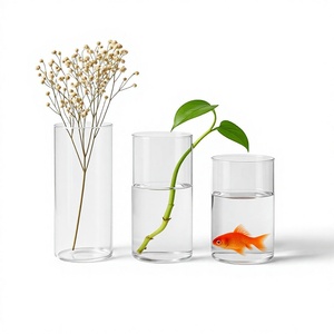 Ensemble de porte-bougies en verre écologiques de haute qualité, lanternes cylindriques modernes pour la maison et Noël - Product Image 1