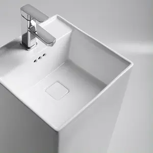 CaCa Customized Ceramic Outdoor One-Piece Base Sink Washbasin Ceramic Independent Column Sink