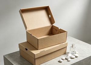 Integrated Flip-top Eco-Friendly <b>Recyclable</b> Portable Shoe <b>Box</b> Made Corrugated Kraft Paper Self-locking Closure No Adhesive - Product Image 5
