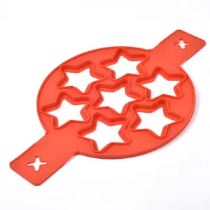7 Holes Silicone Mold Pancake Maker Nonstick Egg Ring Maker Kitchen Accessories, Red