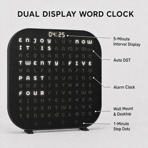 Horloge Murale à Double Affichage, Horloge Artistique de 5 Minutes, Matrice de Lettres LED Blanches, Affichage Numérique de l'Heure, Alarme, Décoration Murale ou de Bureau pour la Maison ou le Bureau - Product Image 3