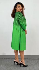 <span class=keywords><strong>Miyaki</strong></span> ชุดเดรสทรงหลวมขนาดใหญ่สำหรับผู้หญิง, เดรสผ้ากำมะหยี่อัดจีบสีดำลายแถบขนาดใหญ่พิเศษ - Product Image 5