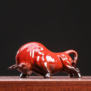 Adornos de cerámica de vaca Feng Shui para el hogar, atracción de riqueza, decoraciones de escritorio chinas, artesanías para el hogar y la Oficina, artesanías de resina - Product Image 3