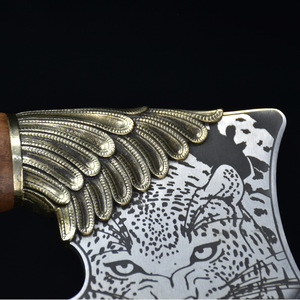 Cuchillo de corte de carne forjado Longquan chino patrón de leopardo alienígena vegetal y cuchillo de Chef con mango de madera - Product Image 4