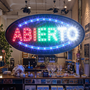 ABIERTO LED Display <b>Board</b> Logo <b>Light</b> Sign <b>Board</b> for Indoor Advertising 48x25CM Aspect Ratio IP05 Weather Resistant Wall-Mounted - Product Image 2