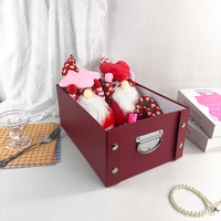 Boîte en papier pliable avec boucle rouge et poignée, grande boîte de rangement, boîte en papier kraft personnalisée, prix raisonnable, boîte en papier bon marché pour le rangement