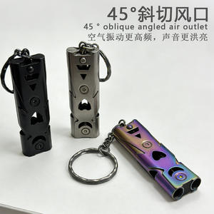 Silbato de Supervivencia de Doble Frecuencia de Acero Inoxidable, Llavero Multicolor, Herramienta de Señalización de Emergencia para Exteriores, Alerta Duradera de Alto Volumen - Product Image 3