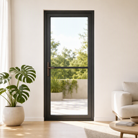 Porte battante simple à cadre étroit en aluminium et verre, porte à battant résidentielle et commerciale pour chambre, balcon, magasin de détail
