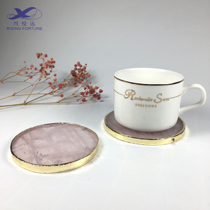 Round Rose Quartz <strong>Coasters</strong> Wholesale Round Rose Quartz <strong>coaster</strong> Gold Trim pink <strong>Agate</strong> <strong>Coasters</strong> with Gold Trims - Product Image 1