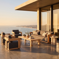 Ensemble de canapés d'extérieur en teck au design classique, mobilier de jardin en teck massif, banc de patio durable résistant aux intempéries pour jardin et cour arrière