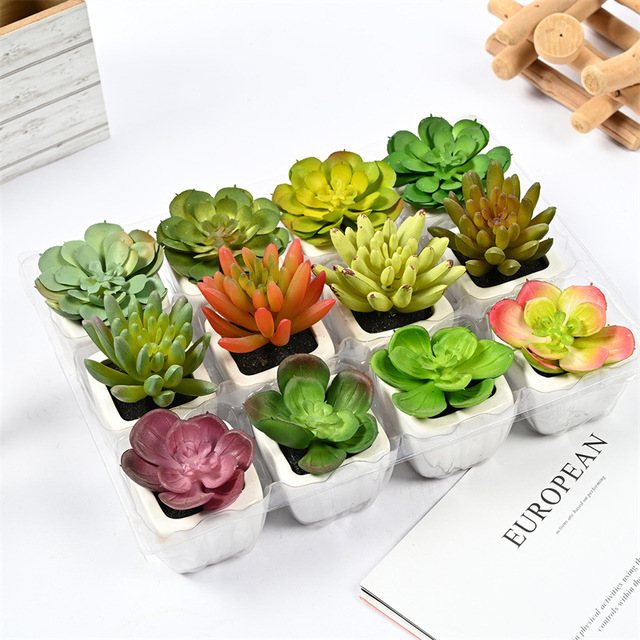 Factory Price Mini Handmade Succulent Potted Plants Arrangements Artificial Potted Plants for Home Christmas Easter Back School