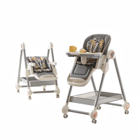 Ensemble de chaise haute multifonctionnelle 3-en-1 luxueuse pour bébé de 0 à 12 mois, siège balançoire pliable avec matériau PP, à commande manuelle
