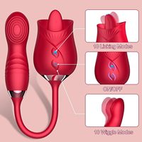 10-Gang Klopf- und Vibrations-G-Punkt-Vibrator für vaginale und klitorale Stimulation, Nippel- und Zungenleck-Vibrator in Rosenform für Frauen – Sexspielzeug