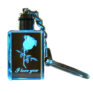 HDW thời trang hình chữ nhật tình yêu hình dạng móc chìa khóa Keyring món quà độc đáo trong suốt K9 Tinh thể thủy tinh <span class=keywords><strong>LED</strong></span> ánh sáng móc khóa cho phụ nữ - Product Image 1