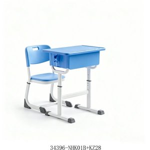 Escritorio y Silla Escolar de Altura Ajustable con Superficie Azul y Estructura Metálica para Niños, Modelo 34396-KZ28A - Product Image 4