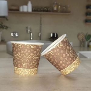 Gobelet à café jetable à double paroi biodégradable avec estampage à chaud en feuille d'or, papier synthétique personnalisable - Product Image 3