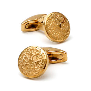 Mancuernillas de Lujo de Alta Calidad, Mancuernillas de Metal con Personalidad, Mancuernillas Redondas de Acero Inoxidable Doradas para Camisa - Product Image 1