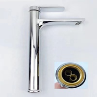 Robinet de lavabo moderne monotrou à monocommande en zinc chromé avec cartouche céramique et débit contrôlé