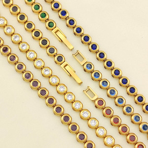 2026 18K Gold Plated 316Stainless Steel Bubble Tennis Bracelet for Women <b>Men</b> Cubic Zirconia Iced Out Link Chain Jewelry - Product Image 3