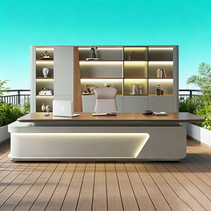 Set di Mobili per Ufficio dal Design Moderno, <span class=keywords><strong>Scrivania</strong></span> Direzionale e Sedia, Tavoli e <span class=keywords><strong>Sedie</strong></span> Modulari <span class=keywords><strong>in</strong></span> <span class=keywords><strong>Legno</strong></span> a Forma di L - Product Image 2