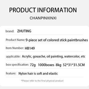 Ensemble de 9 pinceaux de <span class=keywords><strong>peinture</strong></span> de qualité supérieure, pinceaux d'artiste pour <span class=keywords><strong>peinture</strong></span> à l'huile, à l'aquarelle et à l'acrylique - Product Image 2