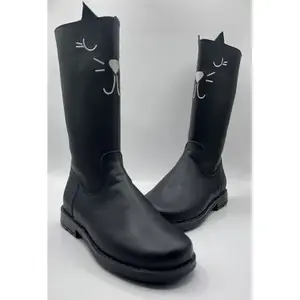 Fashionable Kitten Style Leather Boots with Fur Trim and Low Heel for Girls BARRY BOOTS <b>Warm</b> Elegant Children's <b>Shoes</b> - Product Image 5