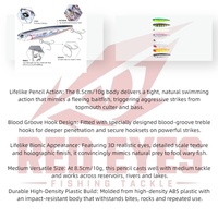Vente en gros Leurre de pêche rigide bionique type crayon 8,5 cm 10g avec hameçon à rainure sanguine pour Topmouth Culter Bass