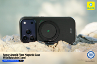 Étui magnétique transparent en fibre d'aramide BLUEO avec support rotatif à 360° pour 17 Pro Max