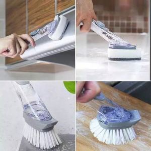 Multi-function Long-handled Plastic Kitchen <b>Cleaning</b> <b>Brush</b> with Automatic Liquid Adding <b>for</b> Pots and Bowls - Product Image 2