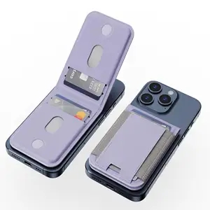 New Unique Men Credit Card Holder RFID Safe Magnetic Smart Wallet Leather Magsafe Card Holder Auto Eject Mini Wallet For Phone