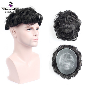Tupé de cabello humano brasileño <span class=keywords><strong>en</strong></span> forma de <span class=keywords><strong>V</strong></span> para hombres con sistema de cabello natural Tupé fino de base de Pu para hombres - Product Image 1